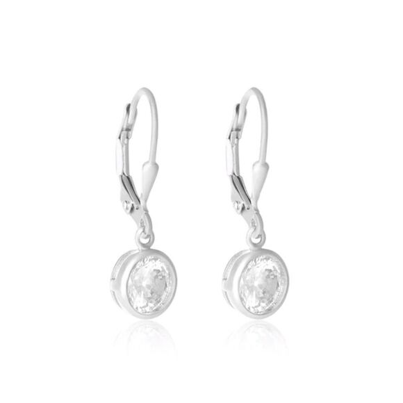 NEW~Sparkling 1 Ct. Round Cut Bezel Set Dangling Leverback Earrings~925 Sterling - Picture 4 of 4